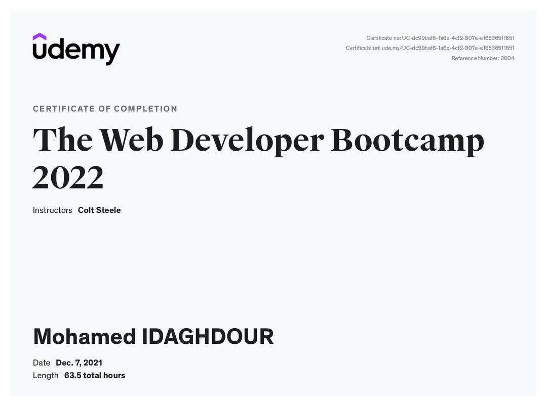 Udemy certification about The Web Developer Bootcamp - instructor: Colt Steele